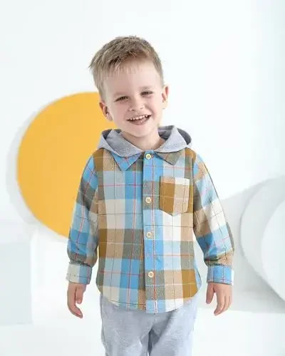 Baby Toddler Boys Long Sleeve Shirt Flannel Buffalo Plaid Ko'ylaklar Tugmachali Kurtka Top Kiyim Kuzgi Qishki Kiyimlar - 2