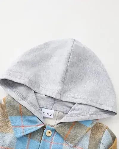 Baby Toddler Boys Long Sleeve Shirt Flannel Buffalo Plaid Ko'ylaklar Tugmachali Kurtka Top Kiyim Kuzgi Qishki Kiyimlar - 3