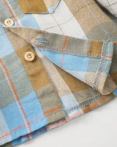 Baby Toddler Boys Long Sleeve Shirt Flannel Buffalo Plaid Ko'ylaklar Tugmachali Kurtka Top Kiyim Kuzgi Qishki Kiyimlar - 4