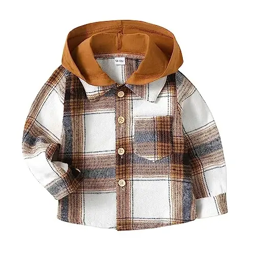 Baby Toddler Boys Long Sleeve Shirt Flannel Buffalo Plaid Shirts Button Down Jacket Top Outfit Fall Winter Clothes - 1