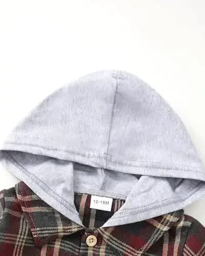 Baby Toddler Boys Long Sleeve Shirt Flannel Buffalo Plaid Shirts Button Down Jacket Top Outfit Fall Winter Clothes - 4