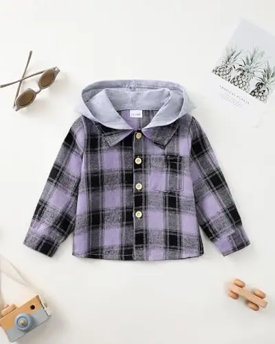 Baby Toddler Boys Long Sleeve Shirt Flannel Buffalo Plaid Shirts Button Down Jacket Top Outfit Fall Winter Clothes - 4