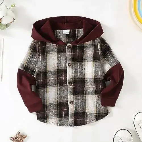 Baby Toddler Boys Long Sleeve Shirt Flannel Buffalo Plaid Shirts Button Down Jacket Top Outfit Fall Winter Clothes - 3