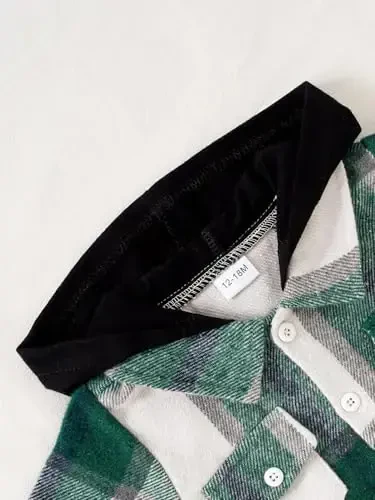 Baby Toddler Boys Long Sleeve Shirt Flannel Buffalo Plaid Shirts Button Down Jacket Top Outfit Fall Winter Clothes - 5