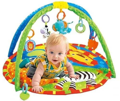 Baby Toddler Fold Acctivity Gyms Play Mats Colorful Baby Play Pad with Animal Toys, Lion - 2