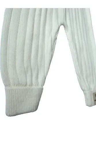 Baby Toddler Knit Suspender Overall with Buttons Ecru - 4
