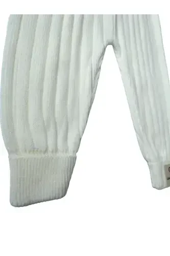 Baby Toddler Knit Suspender Overall with Buttons Ecru - 4