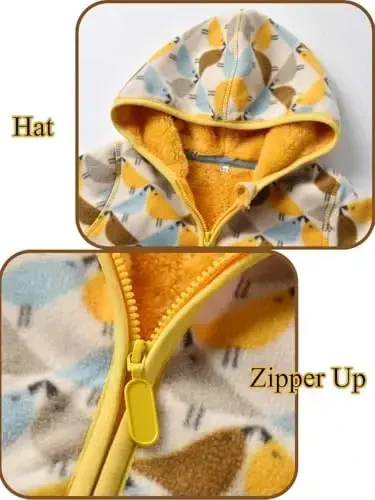 Baby Toddler O'g'il bolalar Qizlar Sherpa Fleece Astarlı Jiletli Sviter Kuz Qish Kuzgi Issiq Kiyimlar Hoodi bilan - 6