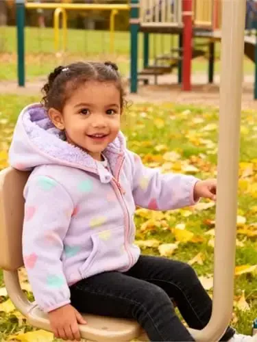 Baby Toddler O'g'il bolalar Qizlar Sherpa Fleece Astarli Kurtka Sviter Kuz Qish Kuzgi Issiq Kiyimlar Hoodi bilan - 3