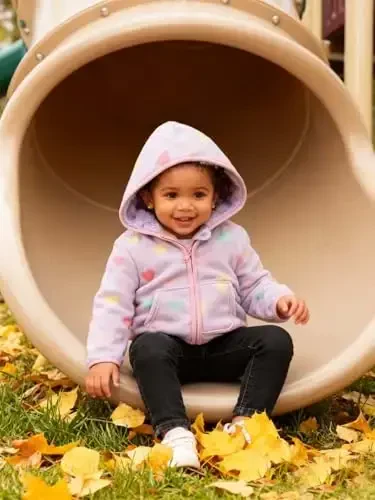 Baby Toddler O'g'il bolalar Qizlar Sherpa Fleece Astarli Kurtka Sviter Kuz Qish Kuzgi Issiq Kiyimlar Hoodi bilan - 4