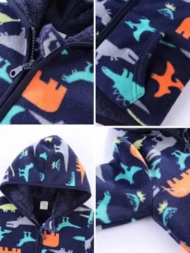 Baby Toddler O'g'il bolalar Qizlar Sherpa Fleece Astarli Kurtka Sviter Kuz Qish Kuzgi Issiq Kiyimlar Hoodie bilan - 4