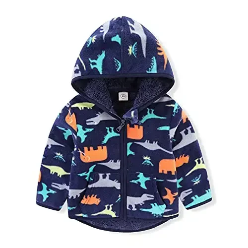 Baby Toddler O'g'il bolalar Qizlar Sherpa Fleece Astarli Kurtka Sviter Kuz Qish Kuzgi Issiq Kiyimlar Hoodie bilan - 5