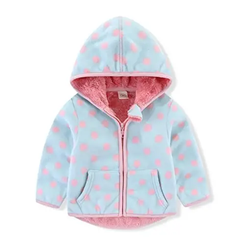 Baby Toddler O'g'il bolalar Qizlar Sherpa Fleece Astarli Kurtka Sviter Kuz Qish Kuzgi Issiq Kiyimlar Hoodieli - 1