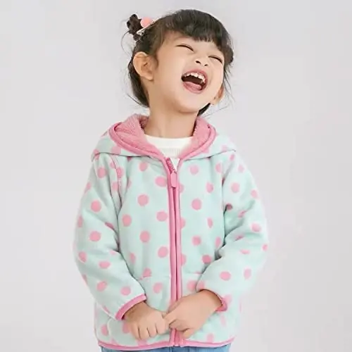 Baby Toddler O'g'il bolalar Qizlar Sherpa Fleece Astarli Kurtka Sviter Kuz Qish Kuzgi Issiq Kiyimlar Hoodieli - 3