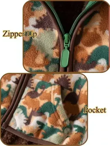 Baby Toddler O'g'il bolalar Qizlar Sherpa Fleece Astarli Kurtka Sviter Kuz Qish Kuzgi Issiq Kiyimlar Kaput bilan - 5