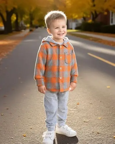Baby Toddler O'g'il bolalar uzun qisma ko'ylak Flanel Buffalo Plaid ko'ylaklar Tugmali pastga ko'ylagi Top Kiyim Kuz Qishki kiyimlar - 3