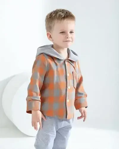 Baby Toddler O'g'il bolalar uzun qisma ko'ylak Flanel Buffalo Plaid ko'ylaklar Tugmali pastga ko'ylagi Top Kiyim Kuz Qishki kiyimlar - 2