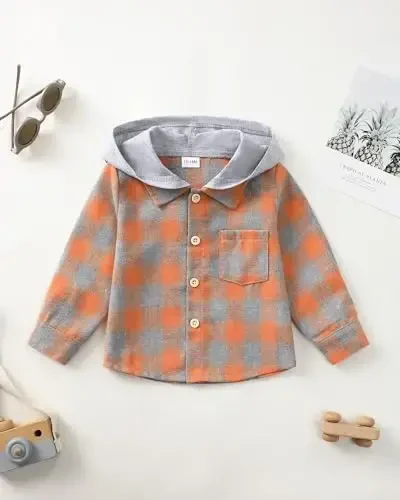 Baby Toddler O'g'il bolalar uzun qisma ko'ylak Flanel Buffalo Plaid ko'ylaklar Tugmali pastga ko'ylagi Top Kiyim Kuz Qishki kiyimlar - 6