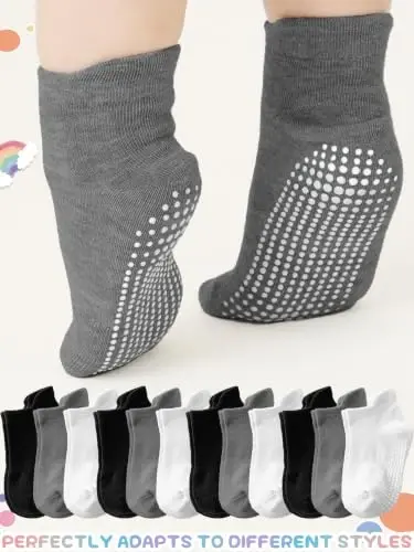 Baby Toddler Socks Grip Non Slip Boys Girls Kids Cotton 12 Pack Ankle Socks | Premium Cotton Soft Breathable,Anti-Slip Grips,6 Month-7T Grippy Toddler Socks,Elastic Cuffs,Unisex Daily All Season Wear - Baby (1)