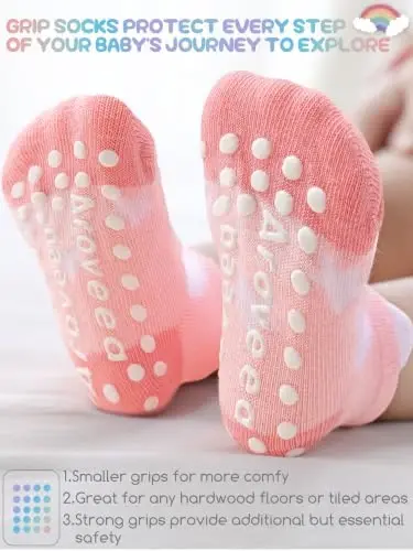 Baby Toddler Socks Grip Non Slip Boys Girls Kids Cotton 12 Pack Ankle Socks | Premium Cotton Soft Breathable,Anti-Slip Grips,6 Month-7T Grippy Toddler Socks,Elastic Cuffs,Unisex Daily All Season Wear - 4