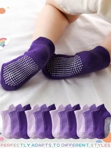Baby Toddler Socks Grip Non Slip Boys Girls Kids Cotton 12 Pack Ankle Socks | Premium Cotton Soft Breathable,Anti-Slip Grips,6 Month-7T Grippy Toddler Socks,Elastic Cuffs,Unisex Daily All Season Wear - 2