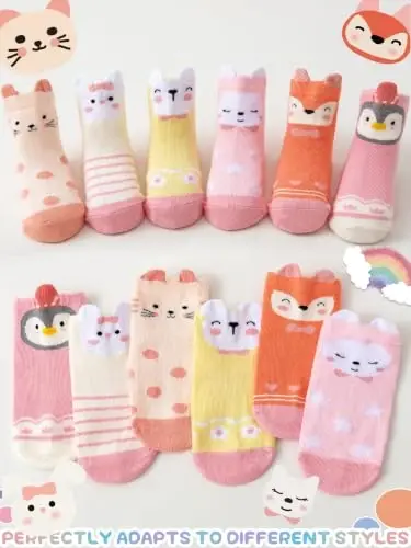 Baby Toddler Socks Grip Non Slip Boys Girls Kids Cotton 12 Pack Ankle Socks | Premium Cotton Soft Breathable,Anti-Slip Grips,6 Month-7T Grippy Toddler Socks,Elastic Cuffs,Unisex Daily All Season Wear - 5