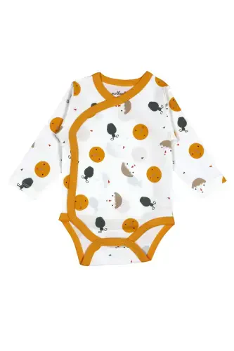 Baby Top and Bottom Set Long Sleeve Snap Bodysuit Footed Bottom 2-Piece 100% Organic Cotton Baby Gift-WhiteNavyYellow - MODAZONE (1)