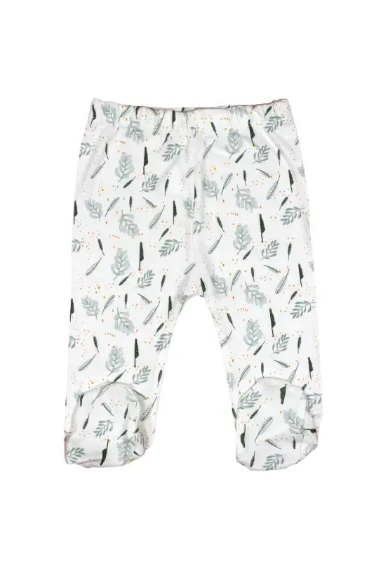 Baby Top and Bottom Set Long Sleeve Snap Bodysuit Footed Pants 2 Pcs 50% Bamboo 50% Cotton Oexo Text-WhiteGreenOrange - 3