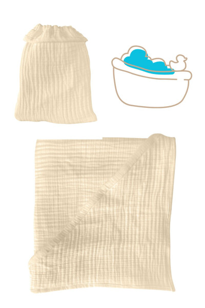 Baby Towel and Washcloth Set - 100% Organic Muslin Bath Washcloth and Towel Set - 2