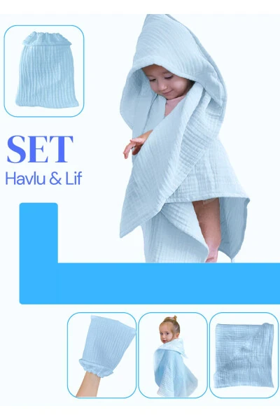 Baby Towel and Washcloth Set - 100% Organic Muslin Bath Washcloth and Towel Set - Modazone