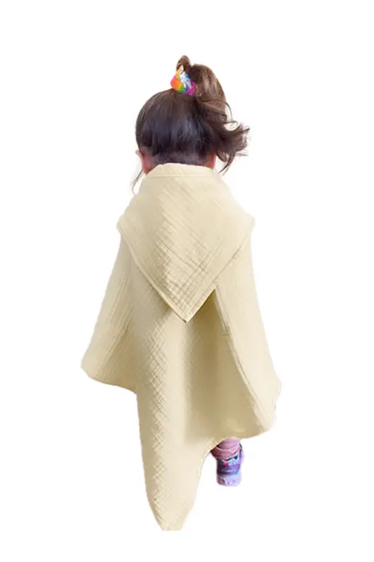 Baby Towel and Washcloth Set - 100% Organic Muslin Bath Washcloth and Towel Set - beige - 4