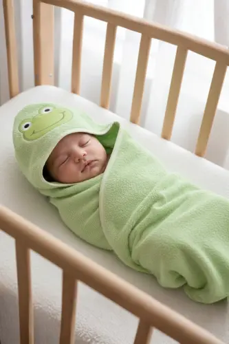 Baby Towel Swaddle Bag Set Frog-GREEN - 5
