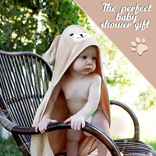 Baby Towels with Hood - Soft, Absorbent Viscose Made of Bamboo, Extra Large 35 x 35 Inches, for Newborns, Infants, Boys and Girls, White - 5