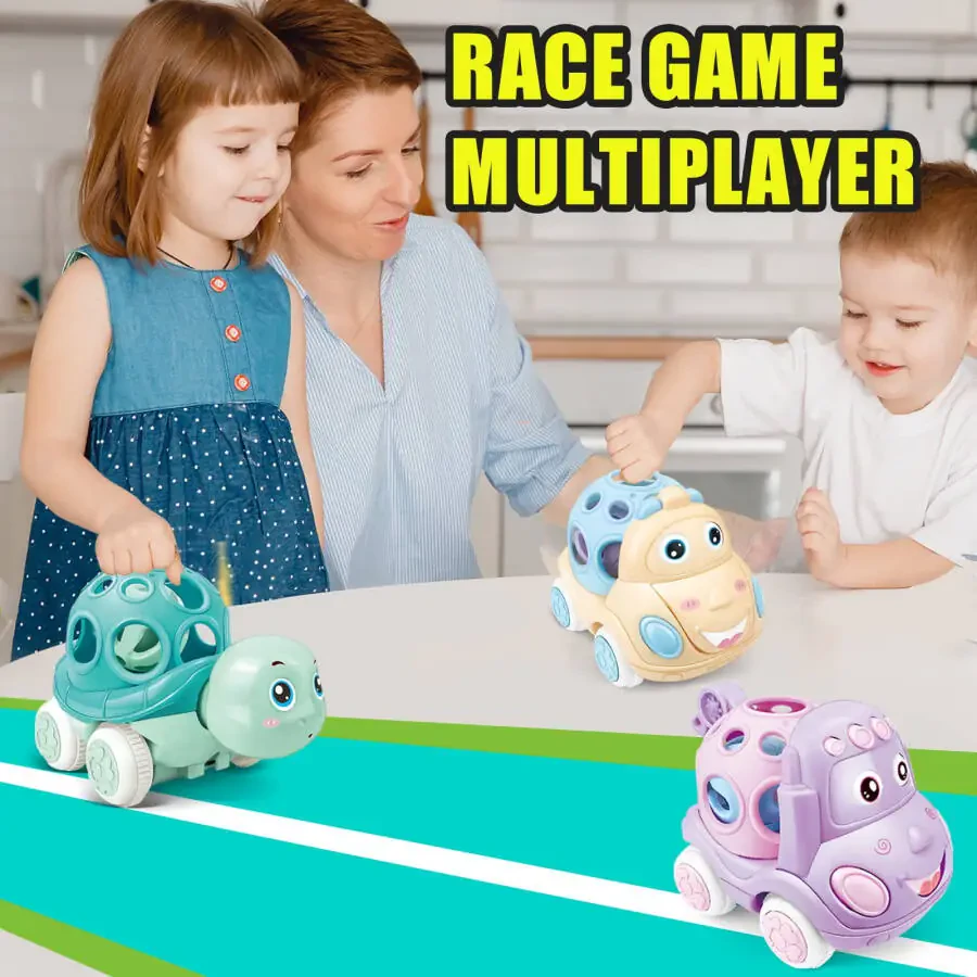 Baby Toy Cars for 1 Year Old, Toddler Soft Trucks Rattle Infant Toy 6-12 Months Boy Girl, 3 Pack Friction Powered Vehicle First Birthday for Kids - 5