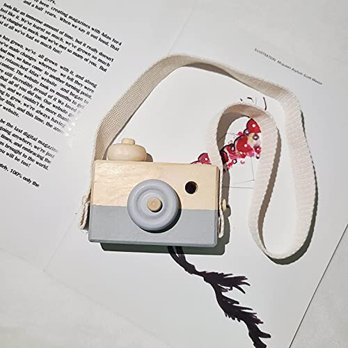 Baby Toy Wooden Mini Camera Toy, Baby Kids Cute Mini Sharpe Toy, Neck Hanging Photographed Props for Baby Toddlers Children Kids' Room Hanging Decor Gift (Gray) - 34