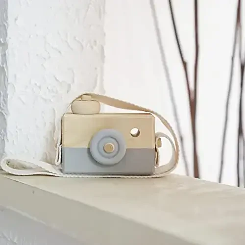 Baby Toy Wooden Mini Camera Toy, Baby Kids Cute Mini Sharpe Toy, Neck Hanging Photographed Props for Baby Toddlers Children Kids' Room Hanging Decor Gift (Gray) - 6