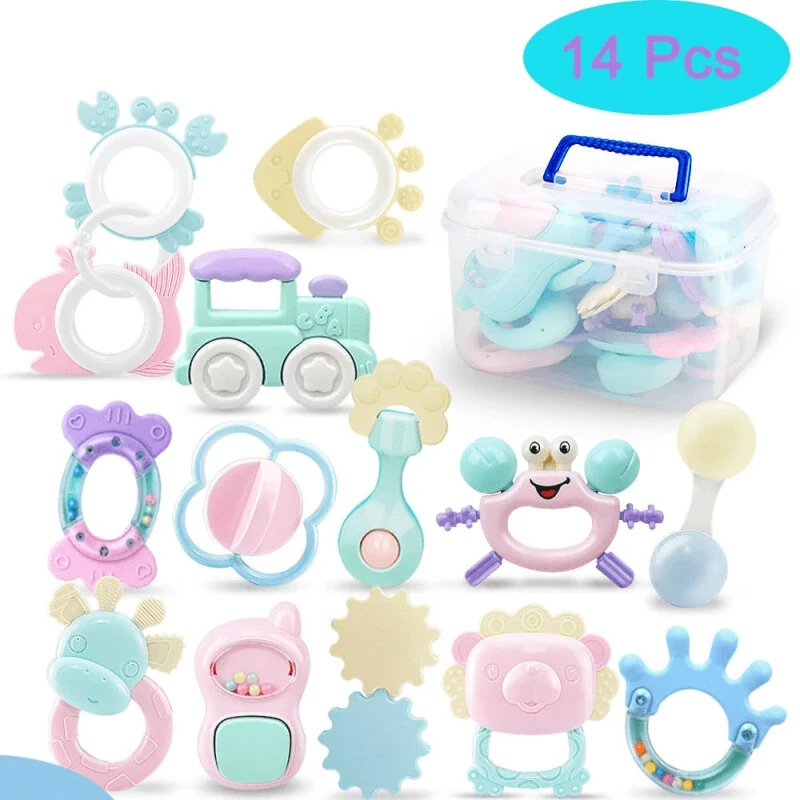 Baby Toys 0-6 Months - Baby Teething Toys for Babies 0-6 Months - Infant Baby Toys 6-12 Months - Rattles Teethers for Babies 0-3-6-12 Months - Baby Boy Girl Shower Gifts - 1