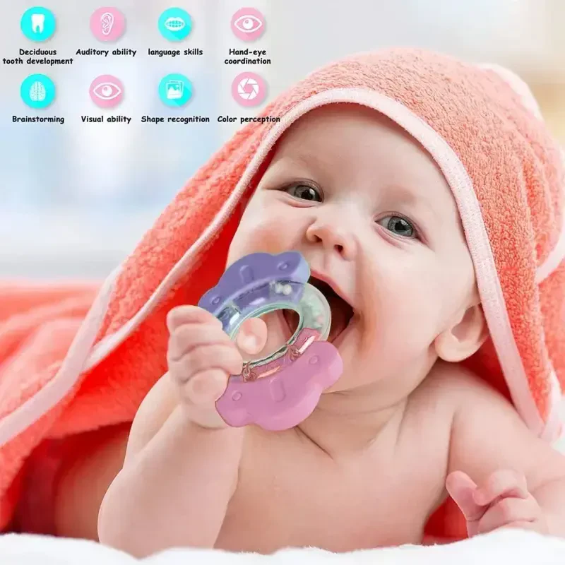 Baby Toys 0-6 Months - Baby Teething Toys for Babies 0-6 Months - Infant Baby Toys 6-12 Months - Rattles Teethers for Babies 0-3-6-12 Months - Baby Boy Girl Shower Gifts - 4