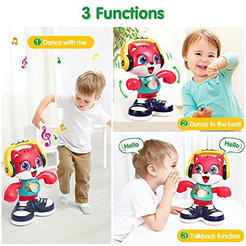 Baby Toys 12-18 Months Dancing Cat Toys for 1 Year Old Boys Girls with Music & Recording Kids Interactive Early Learning Educational Toddler Toys for 1 2 3 Year Old Boys Girls Birthday Xmas Gift - 2