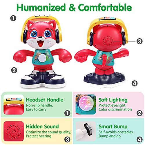 Baby Toys 12-18 Months Dancing Cat Toys for 1 Year Old Boys Girls with Music & Recording Kids Interactive Early Learning Educational Toddler Toys for 1 2 3 Year Old Boys Girls Birthday Xmas Gift - 5