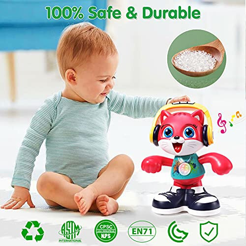 Baby Toys 12-18 Months Dancing Cat Toys for 1 Year Old Boys Girls with Music & Recording Kids Interactive Early Learning Educational Toddler Toys for 1 2 3 Year Old Boys Girls Birthday Xmas Gift - 6