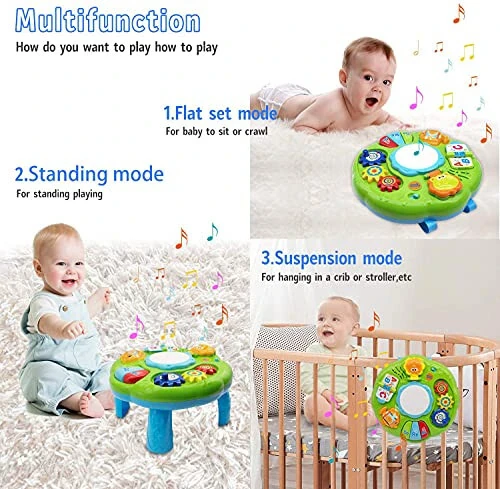Baby Toys 6-12 Months, Baby Activity Table Center, Musical Toys for Infant Toddler 0 3 6 9 12 18 Months, Boy Girl Toys for 1 2 3 Year Old - 4