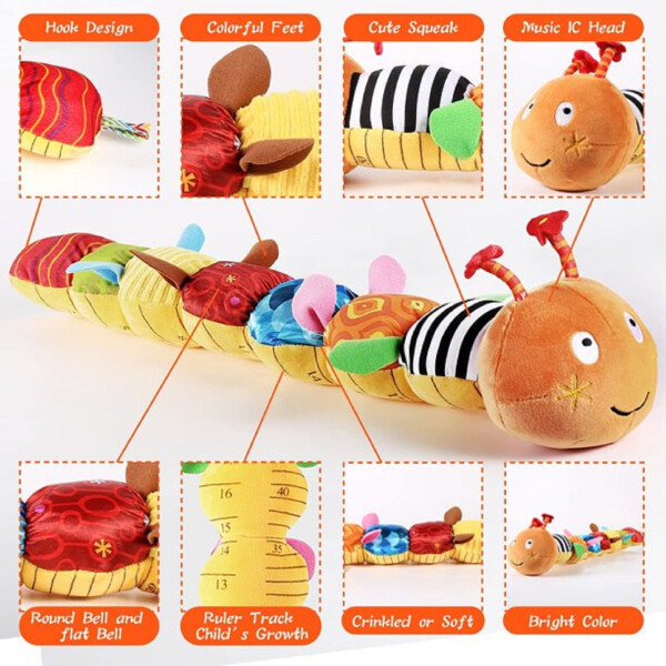 Baby Toys 6-12 Months, Musical Caterpillar Infant Toy with Multi-Sensory Crinkle, Rattle and Textures, Learning Activity Toys Gifts for Newborn 1 2 Year Old Boys Girls - ADAKOT (1)