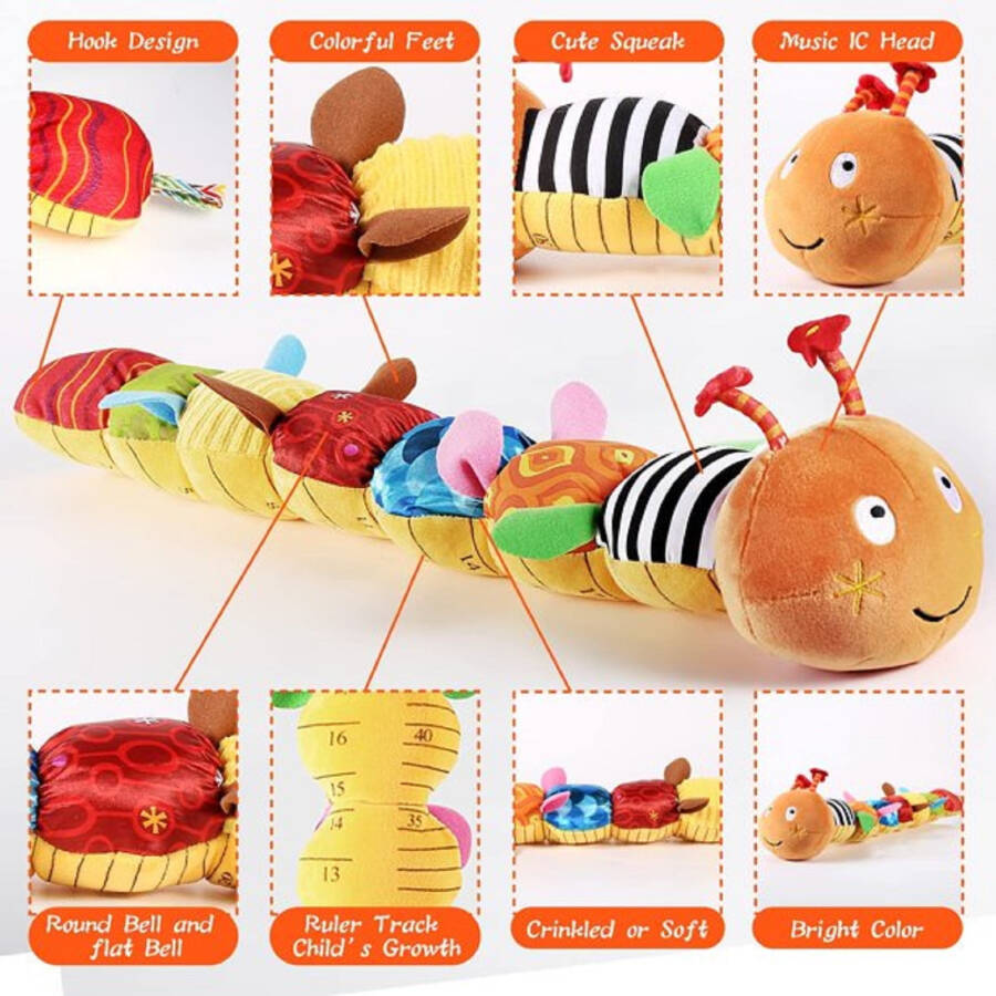 Baby Toys 6-12 Months, Musical Caterpillar Infant Toy with Multi-Sensory Crinkle, Rattle and Textures, Learning Activity Toys Gifts for Newborn 1 2 Year Old Boys Girls - 2