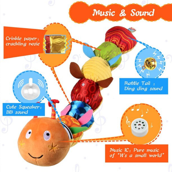 Baby Toys 6-12 Months, Musical Caterpillar Infant Toy with Multi-Sensory Crinkle, Rattle and Textures, Learning Activity Toys Gifts for Newborn 1 2 Year Old Boys Girls - 4