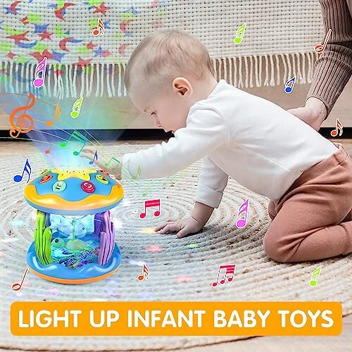 Baby Toys 6 to 12 Months, 4 in 1 Musical Rotating Projector, Tummy Time Light Up Infant Toys for 6-9 12-18 Months, Learning Toy Birthday Gifts for Baby Toddlers 1 2 3 Years Old Boys & Girls - 5