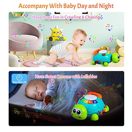 Baby Toys 6 to 12 Months Crawling Turtle Musical Infant Toys for 12 Months Old Light Up Tummy Time Toys Early Educational Learning Montessori Toys for 8 9 10 Month Baby Boy Girl Toddler - 3