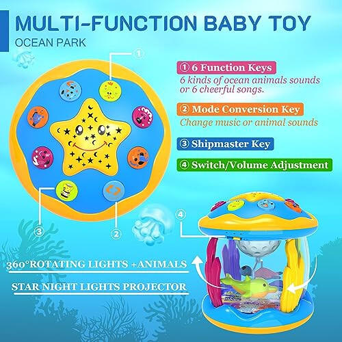 Baby Toys 6 to 12 Months - Musical Projector Rotating Light Up Toys, Tummy Time for Infant 12-18 Months, Learning Toys for Toddler 1 2 3 Years Old, Birthday Gifts for Boys Girls 0-3-6-9-12-18 Months - 2