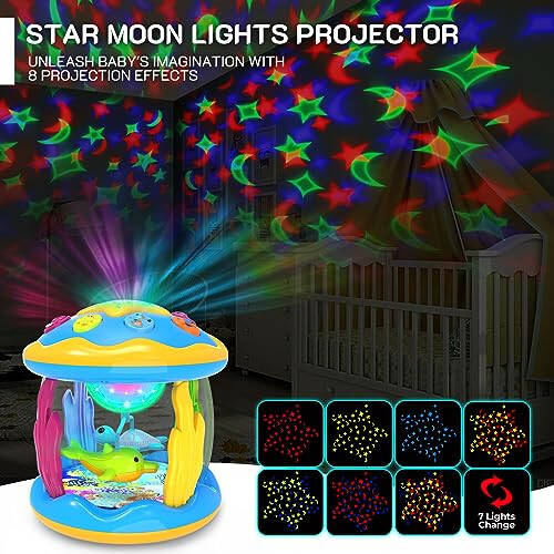 Baby Toys 6 to 12 Months - Musical Projector Rotating Light Up Toys, Tummy Time for Infant 12-18 Months, Learning Toys for Toddler 1 2 3 Years Old, Birthday Gifts for Boys Girls 0-3-6-9-12-18 Months - 4