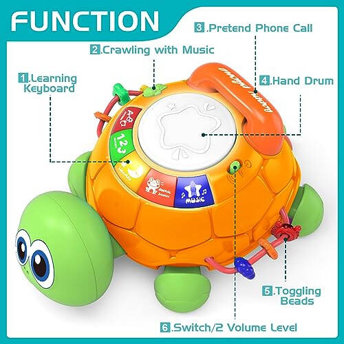 Baby Toys 6 to 12 Months, Musical Turtle Crawling Baby Toys for 12-18 Month, Early Learning Educational Toy with Light & Sound, Birthday Toy for Infant Toddler Boy Girl 7 8 9 10 11 month 1-2 Year Old - 2